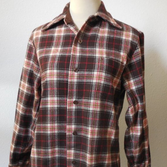 Vintage 70s Plaid Wool Pants and Shirt by Pendleton S-M - Picture 11 of 14